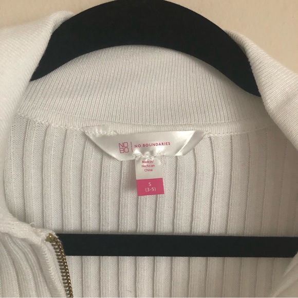 White double zip ribbed long sleeve top. Size small - Picture 5 of 6